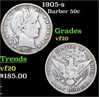1905-s Barber Half Dollars 50c Grades vf, very fin