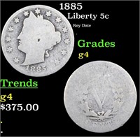 1885 Liberty Nickel 5c Grades g, good