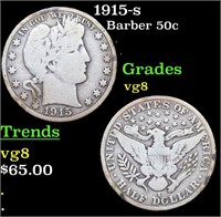 1915-s Barber Half Dollars 50c Grades vg, very goo