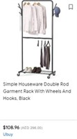 Simple Houseware Dual Bar Adjustable Garment Rack