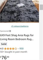 6x9 Feet Blue Shaggy Area Rugs For Bedroom Living