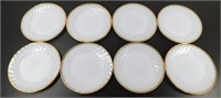 ** (8) 8 inch Fire King Gold Rim Plates