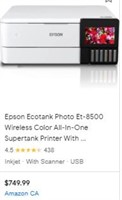 Epson Ecotank Photo Et-8500 Wireless Color
