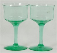 * 2 Uranium Green Tiffin Glasses