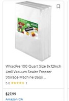 Wvacfre 100 Gallon Size 11x20inch 4mil Vacuum