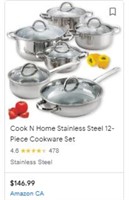 Neway Cook N Home Nc-00250 12 Piece Stainless