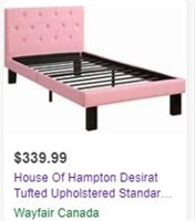 Pink Upholstered Tufted Platform Bed Single Size