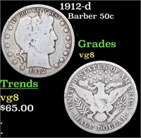 1912-d Barber Half Dollars 50c Grades vg, very goo