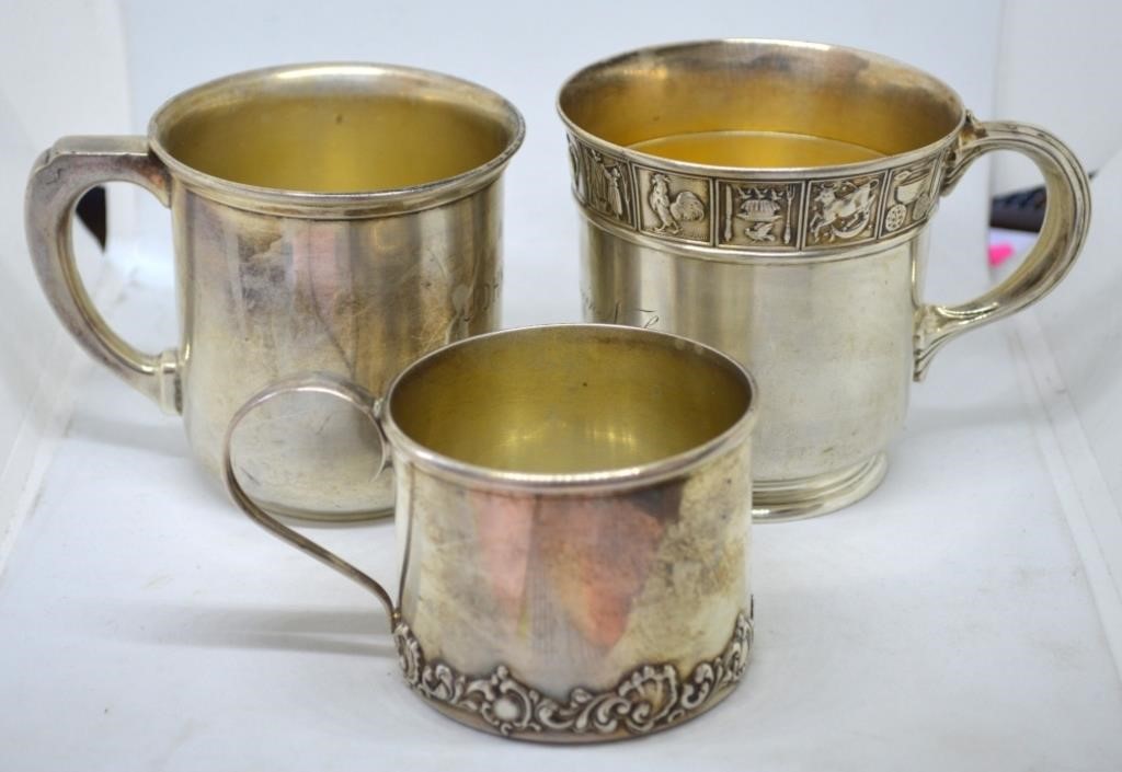 3 STERLING SILVER CUPS 10.12 OZT