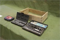 Wood Crate of Assorted Sockets in Cases, Wrenches