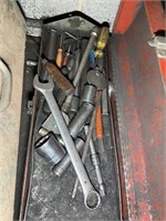 RED TOOL BOX WITH TOOLS