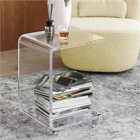 ONELUX Mobile C Shaped End Table,Acrylic Sofa Sid