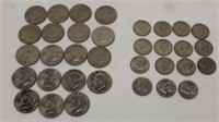 Coin lot; 15 Kennedy Half Dollars & 19 Eisenhower