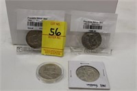 4 Franklin Half Dollars 1948, 1949, 1954, 1958