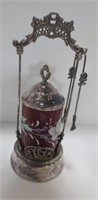 VICTORIAN SILVER PLATE PICKLE CASTOR WITH HAND