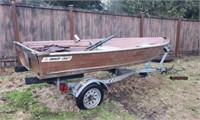 Aluminum 12ft. Smoker Craft Fishing Boat &Trailer