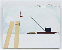 Modernist Arctic Seascape Painting Signed Hoyle