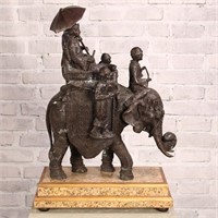 Maitland Smith Figural Bronze Group- Elephant
