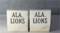 Ala Lions alabaster Bookends