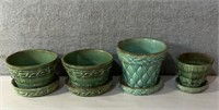 Vintage green McCoy pottery planters