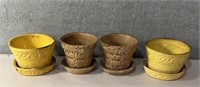 Vintage brown and yellow McCoy pottery planters