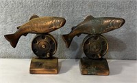 Vintage trout unlimited metal Fishing Bookends