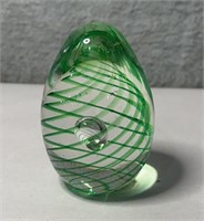 Vintage green swirl glass paperweight