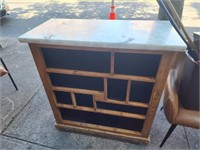 MARBLE TOP WOOD CABINET 36.5" X 17" X 40"