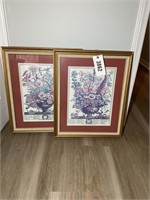 PAIR OF FRAMED AND MATTED BIRTHDAY MONTH PRINTS -