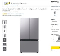 A259 Samsung - 30 cu. ft. 3-Door Refrigerator