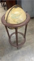 Turning World Globe on Wooden Stand. 38" tall