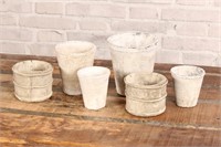 Grouping of 6 White Washed Planters