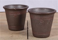 Pair of Terracotta Pots with Bronze Glaze Finish