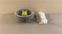 Mortar and Pestle with Plaster Dog