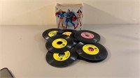 Assorted 45 Records with Super Hero Box