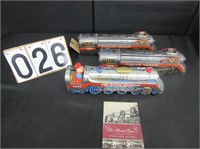 3 Battery Operated Metal Trains and Railroad Book