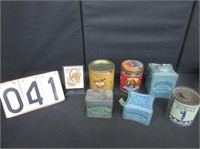 6 Assorted Tobacco Tins with Lids & Indian Image