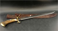 Silver Stag sword with brass guard, large antler h