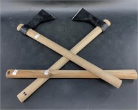 2 Hand forged throwing axes and an additional hand