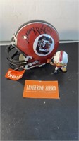 USC Gamecocks Autographed Helmet & Figurine