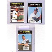 Three 1971 Topps Baseball Stars/hof