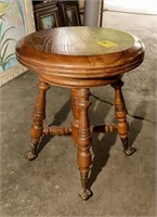 Antique Organ Stool with Ball and Claw Feet