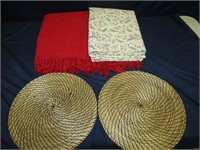 Table Cloths & 2 Straw Placemats