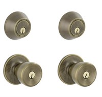 New set of two door handles in deadbolt lock