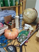 World globe,clock,flags,canes,, and more