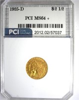 1925-D Gold $2.50 MS64+ LISTS $1500