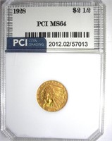 1928 Gold $2.50 MS64 LISTS $1100