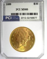1899 Gold $20 MS66 LISTS $32500