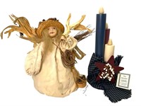 Irene Gates Folk Doll, Wooden Candle Bunch
