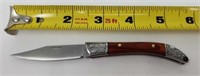 5.5 " Brown Wood Ornate Pocket Knife